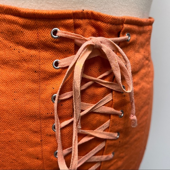 UO Rae Lace-Up Mini Skirt, Unreleased Color (Orange) - Picture 11 of 11